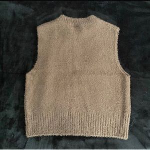 Fuzzy brown sweater vest